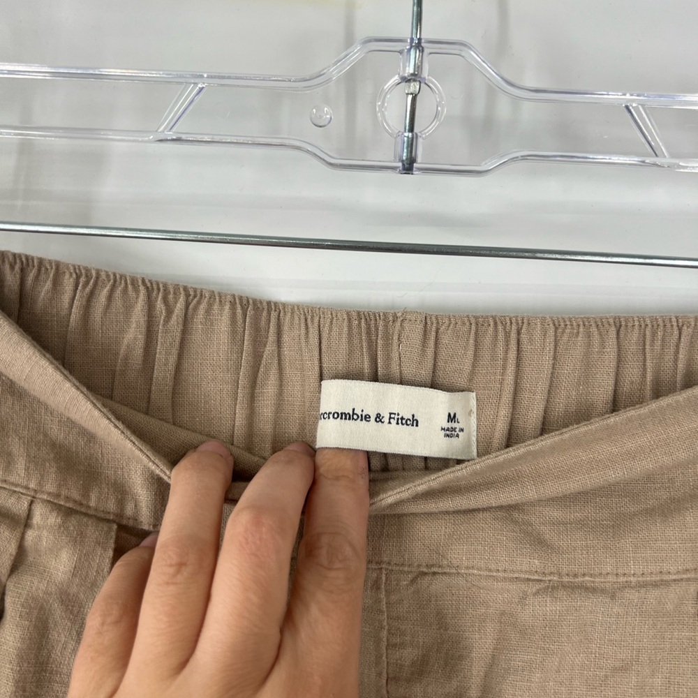 Abercrombie & Fitch Pleated Pull-On Wide Leg Pants Linen Blend LONG - Picture 4 of 7